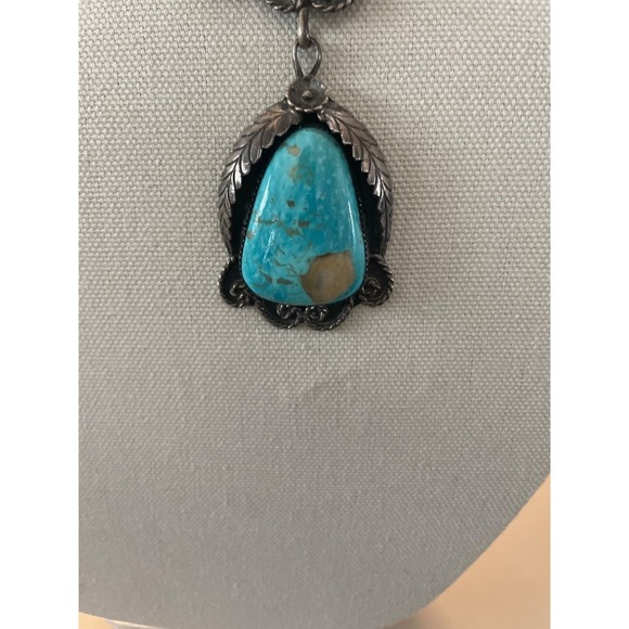 ONE OF THE MOST LUXURIOUS VINTAGE NATIVE AMERICAN NAVAJO TURQUOISE STERLING SILV - Picture 3 of 13
